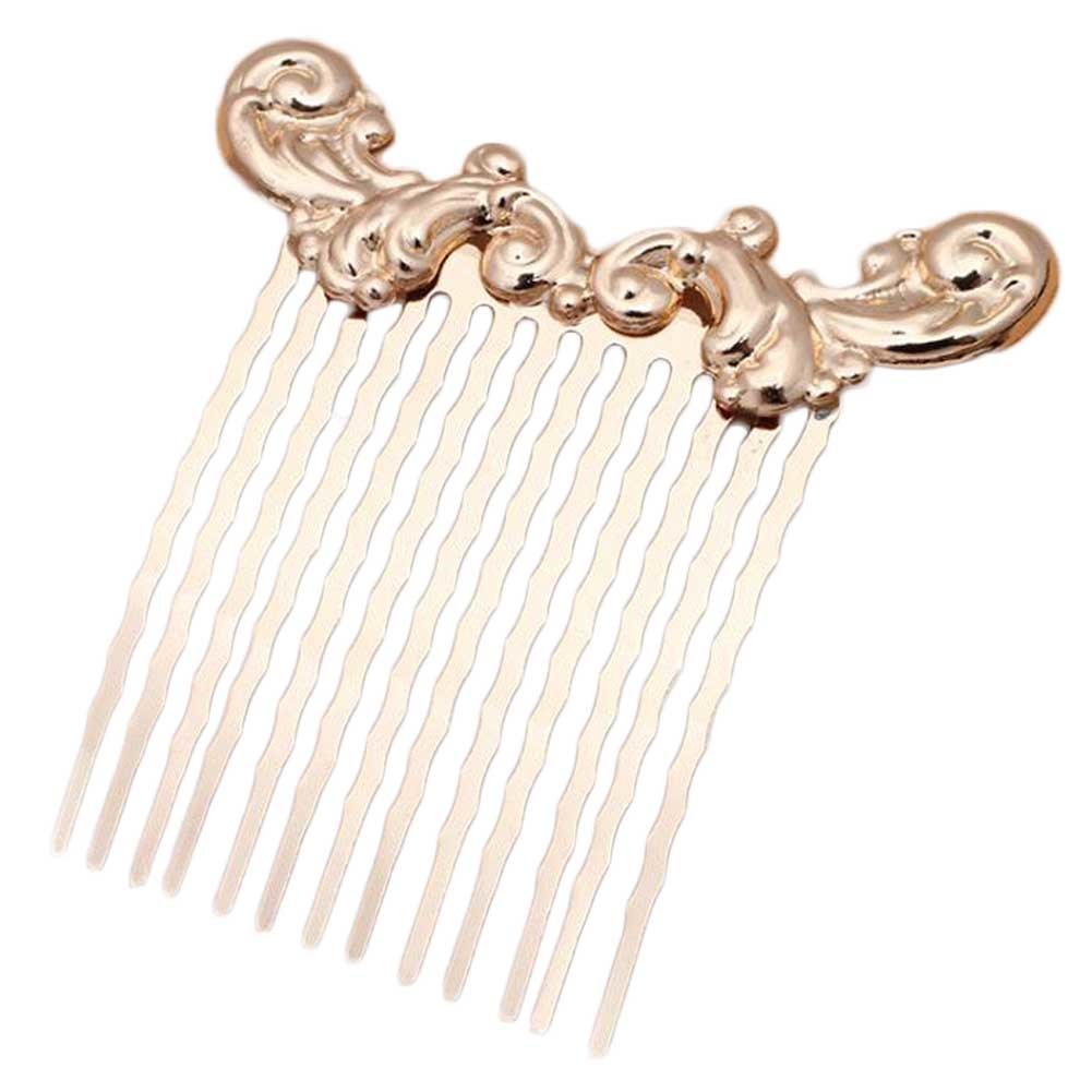 2 Pcs Golden Sea Wave Vintage Side Comb Chinese Style Hanfu Metal Hair Clip 13 Teeth Decorative Comb Hair Pin