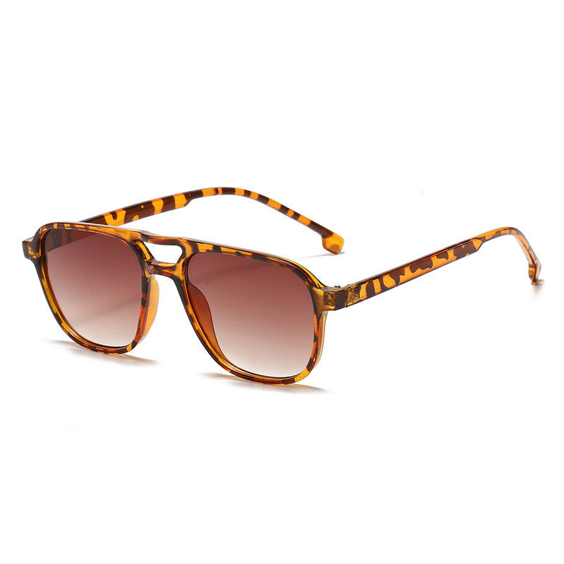 Fashion Women Pilot Sunglasses Shades UV400 Vintage Double Bridge Leopard Eyewear Men Gradient Lens Sun Glasses gafas de sol