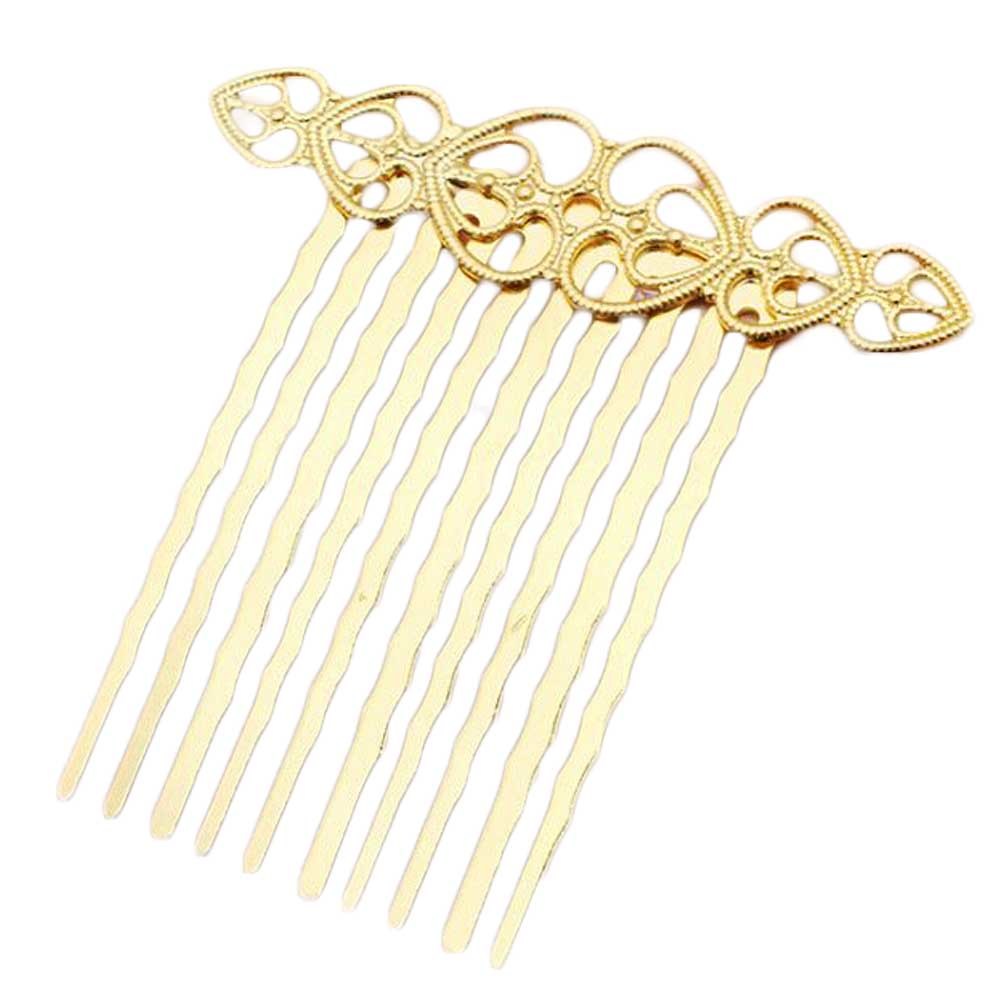 5 Pcs Golden Metal Side Comb Hearts Wedding Veil Hair Clip Comb Hanfu Decorative Hairpin