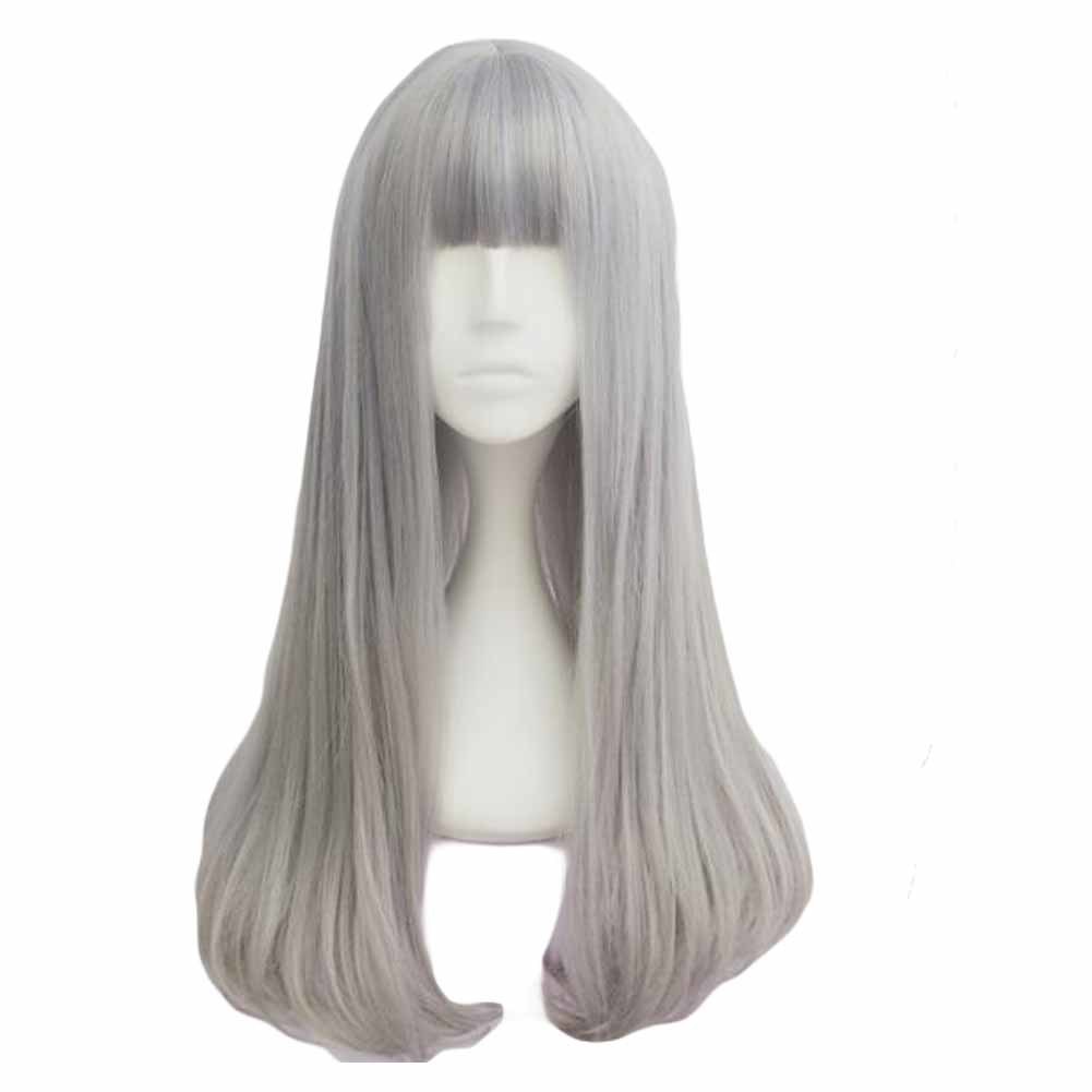 Fading Ash Grey 65 cm 2 Tone Cosplay Full Wig Long Curly Hair Wig Halloween Dress Up