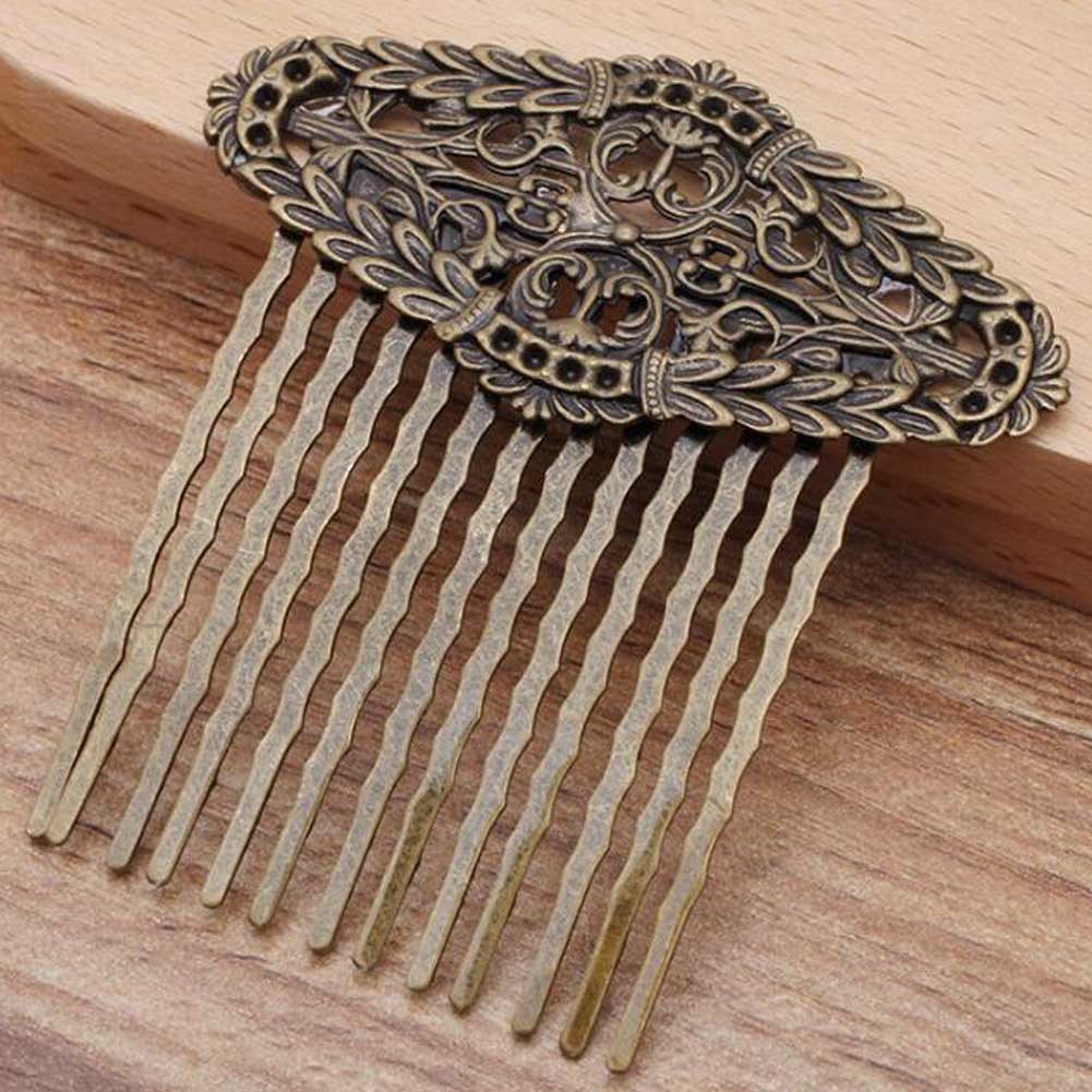 2 Pcs Olive Leaves 13 Teeth Metal Hair Side Combs Retro Bronze Wedding Veil Hair Combs DIY Hair Clip Combs Hair Pin