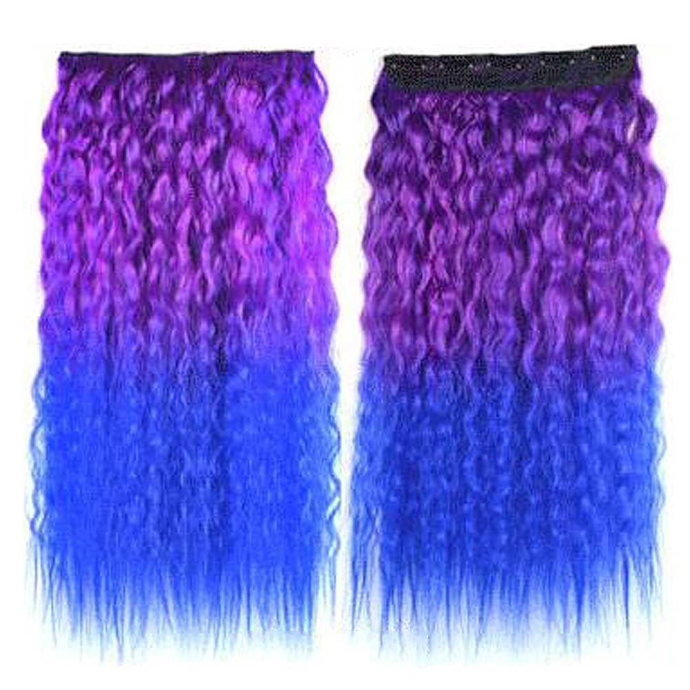 Women's Fluffy Hair Wig One-Piece Permanent Wave Long Curly Wig Two-Tone Coloured Hairpieces Hair Extensions Cosplay, Blue Purple Halloween Dress Up