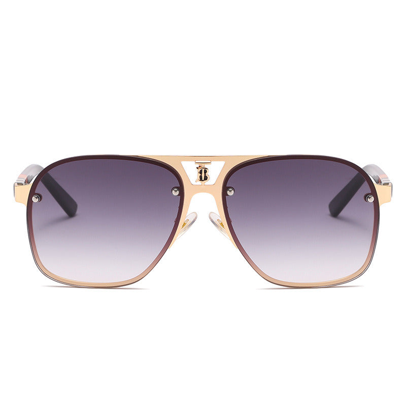 Fashion Pilot Sunglasses Men Oversized Frame Glasses Retro Outside Driving Sunglass Eyewear UV400 Sun Glass Gradient Shades