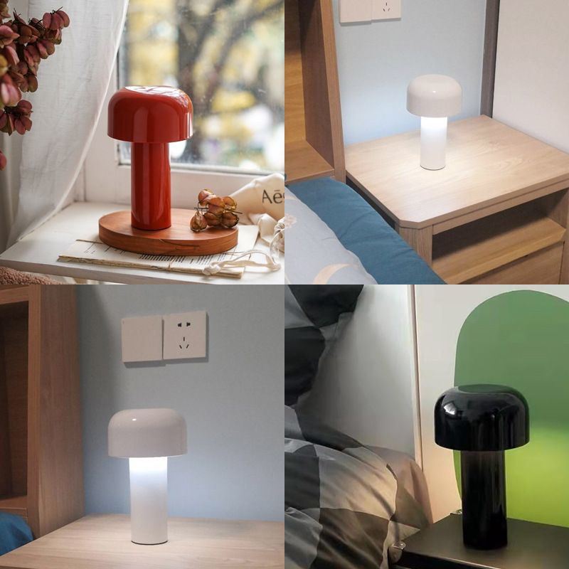 Italian Mushroom Table Lamp Night Light Portable Wireless Touch Rechargeable Desk Light Bedside Table Lamp Bedroom Desktop Decor