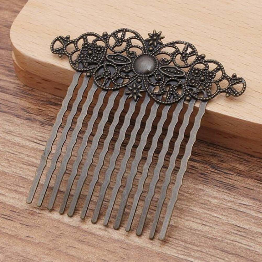 2 uds Retro tallado flor vid bronce horquilla decorativa peines para el cabello DIY accesorios para el cabello de novia horquilla para el cabello