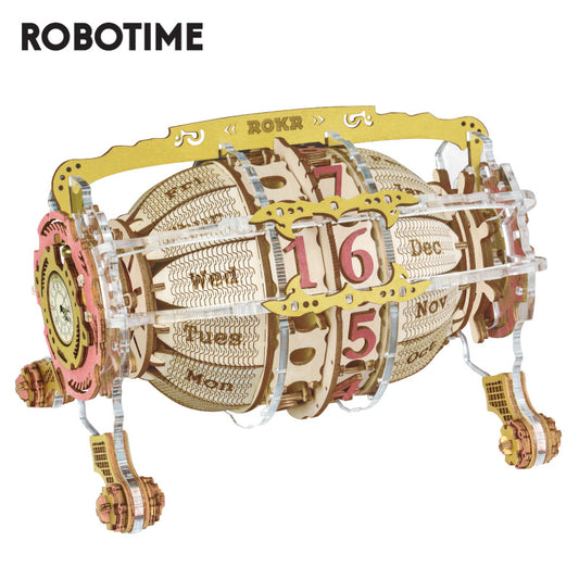 Robotime ROKR Time Engine  Calendar 3d Wooden Puzzle Model Toys for Children Kids LC801