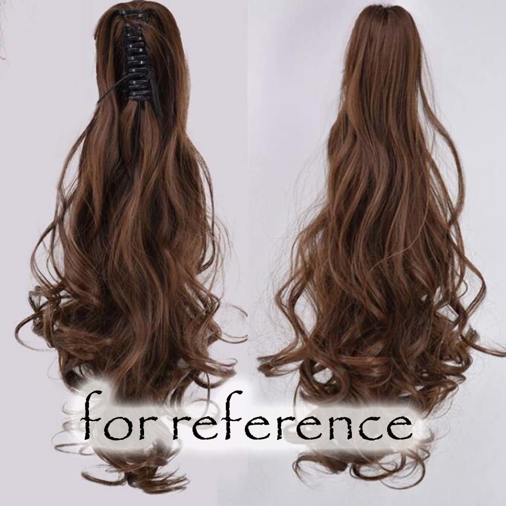 Ponytail Extension Claw Curly Wavy Clip-on Hairpiece One Piece Long Ponytail Hair Extensions,Light Brown