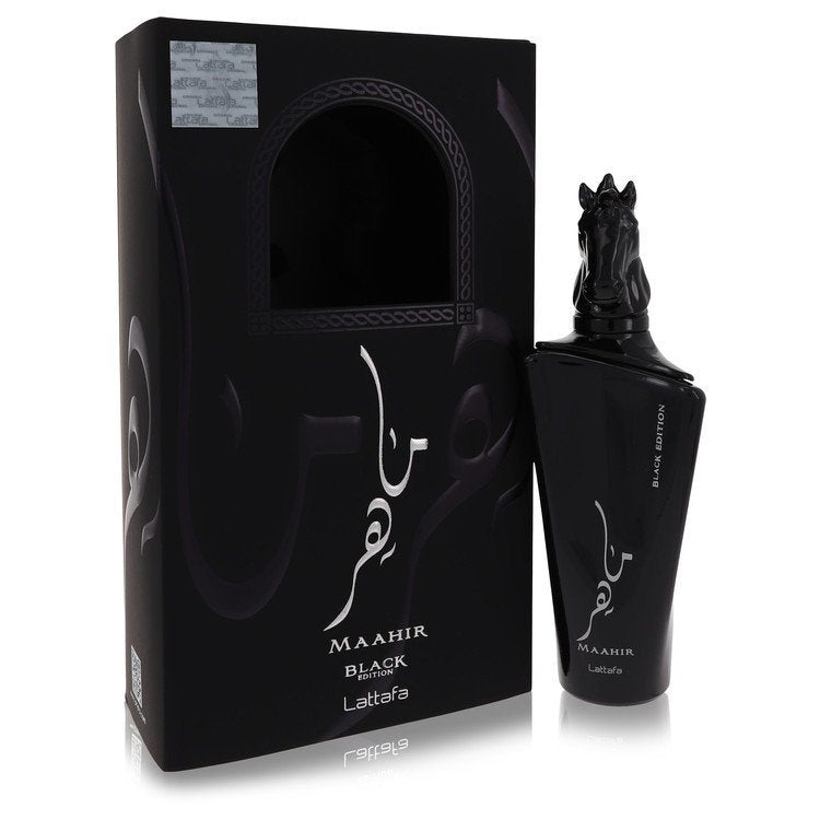 Maahir Black Edition by Lattafa Eau De Parfum Spray (Unisex) 3.4 oz