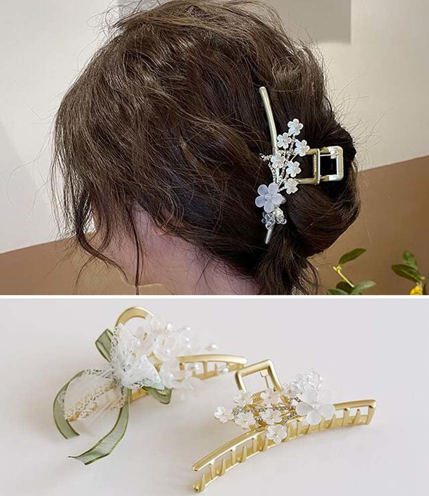 Hair Claw Clip, Elegant Metal Claw Clip, Large Jaw Clip Hair Clamp, Flower