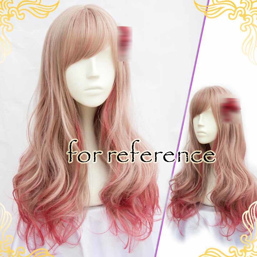 Fading Gold Grey Rose Red 65 cm 2 Tone Cosplay Full Wig Long Curly Hair Wig Halloween Dress Up