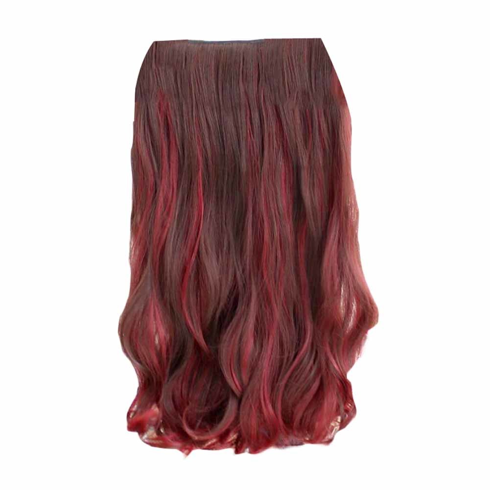 One-piece Two Tone Clip-on Hairpieces 5 Clips 20" - Brown/Wine Red