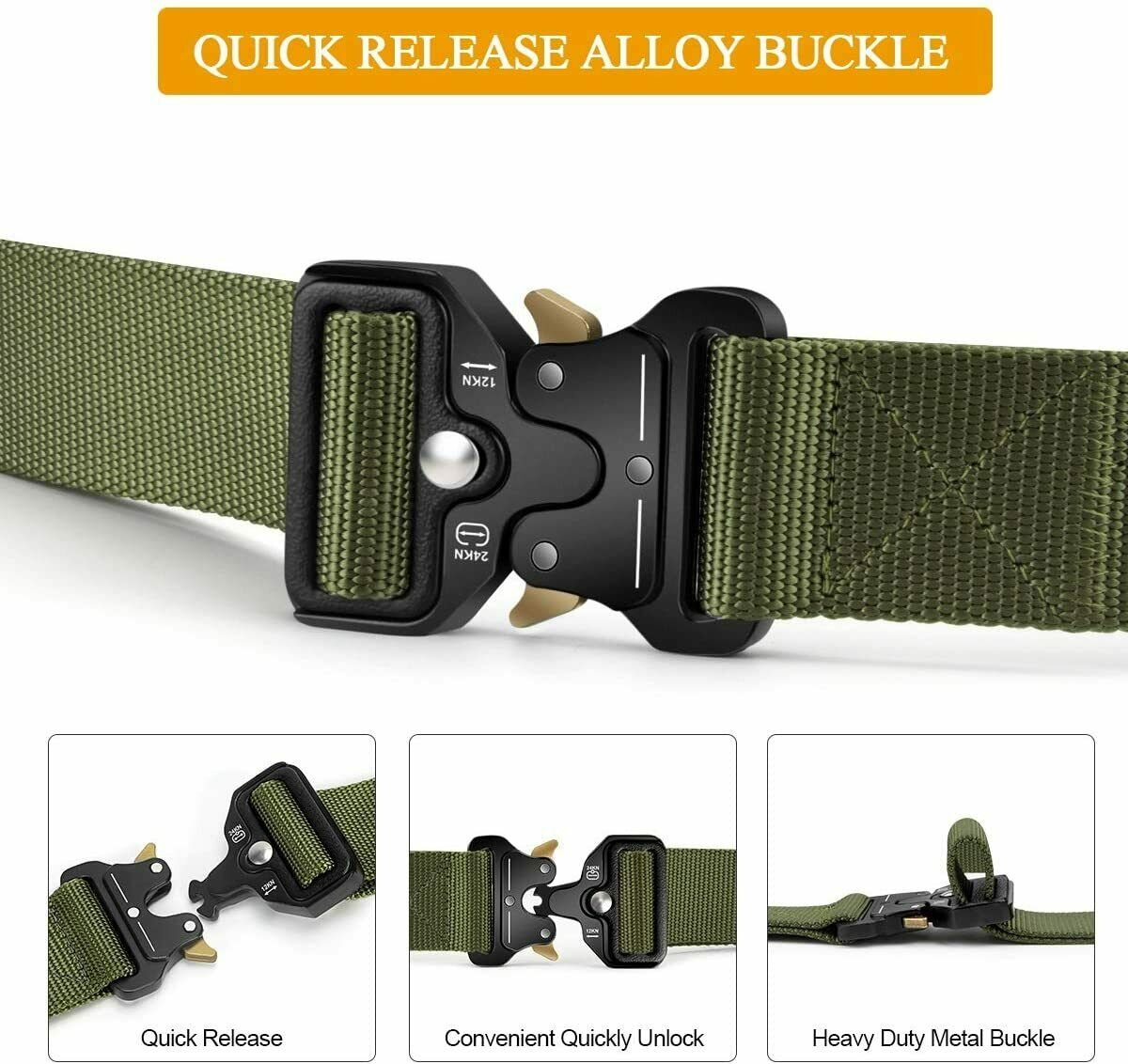 Military Tactical Belt Heavy Duty Security Working Utility Nylon Army Waistband XH