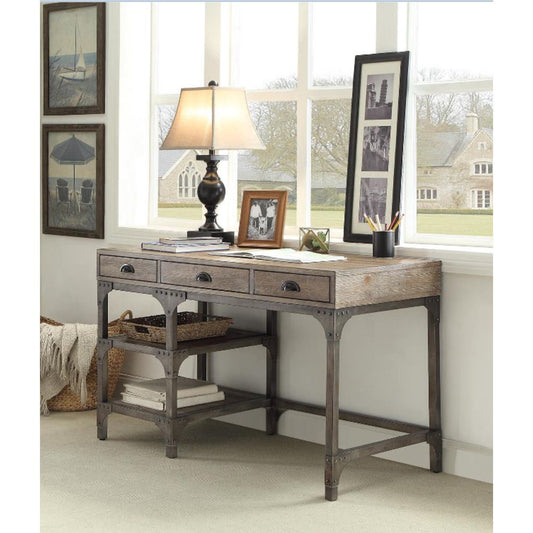 Gorden Desk in Weathered Oak & Antique Silver