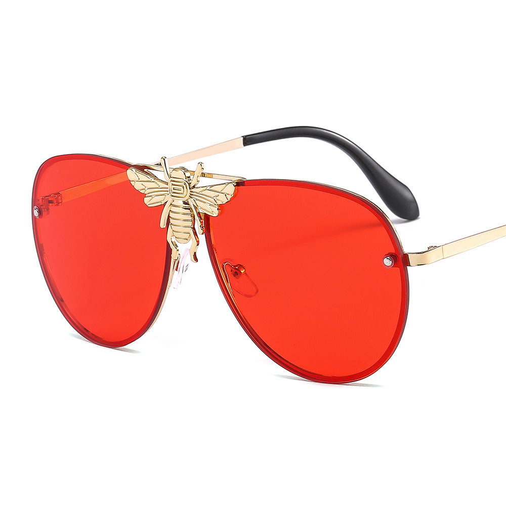 Fashion Pilot Sunglasses Women Large Frame Glasses Retro Bee Sunglass Men Luxury Brand Design Eyewear UV400 Sun Glass Shades