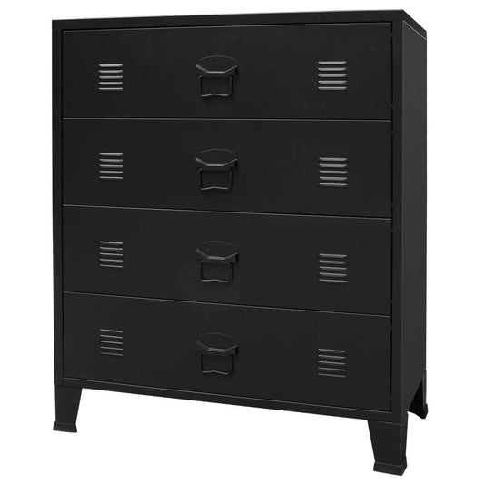 Chest of Drawers Metal Industrial Style 30.7"x15.7"x36.6" Black
