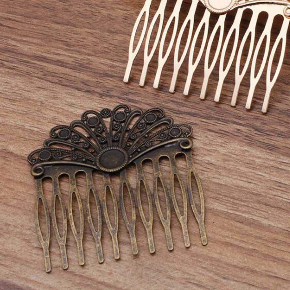 3 Pieces Retro Bronze 10 Teeth Metal Hair Side Combs Fanshaped Wedding Veil Hair Combs DIY Hair Clip Combs Hair Pin