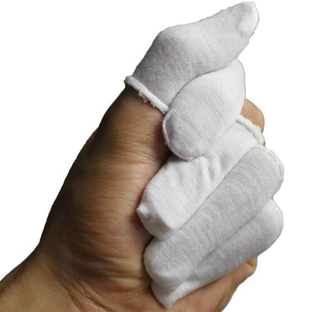 100 Pcs White Cotton Finger Cots Fingertips Protective Finger Gloves for Daily Work