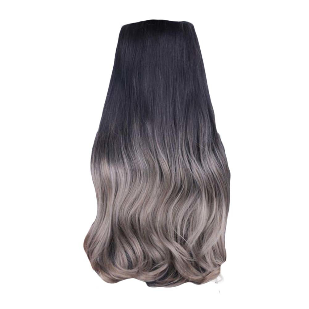One-piece Gradient Clip-on Hair Extensions Hairpieces 5 Clips 20" - Grey