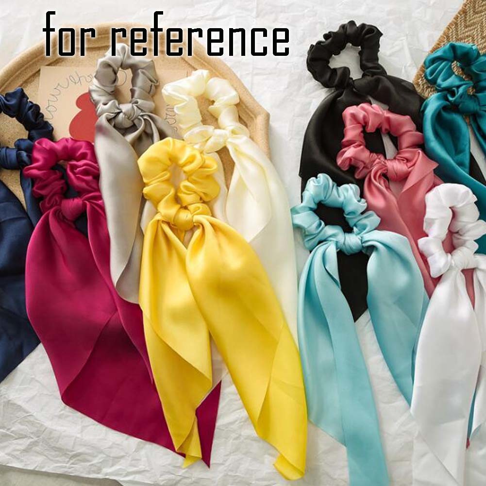 5 Pcs Multicolor Satin Ribbon Hair Scrunchies Hair Ties Accessories Bow Scarf Scrunchies