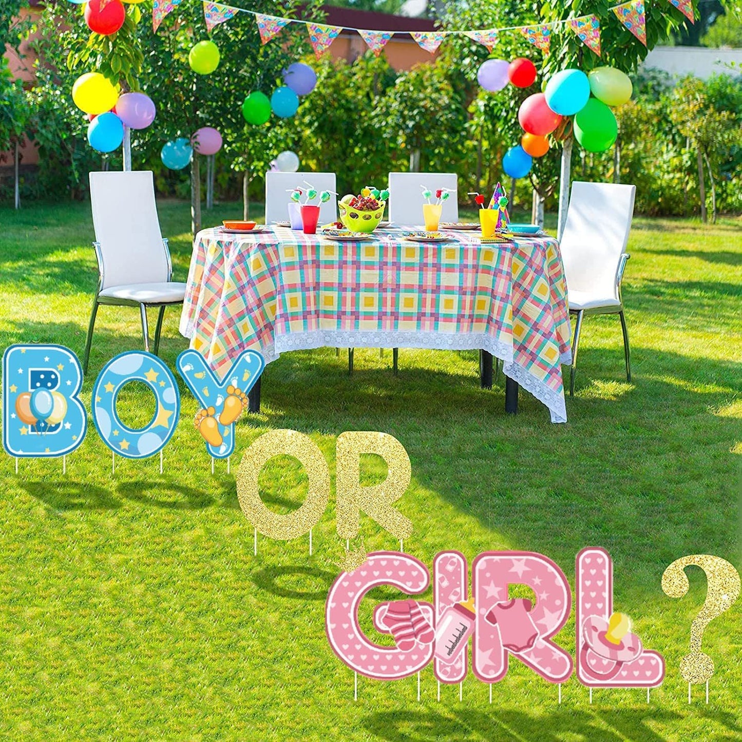 10PCS Gender Reveal Yard Sign With Stakes Boy or Girl Baby Shower Party Supplies for Indoor Outdoor Decoracion (Shipment from FBA)