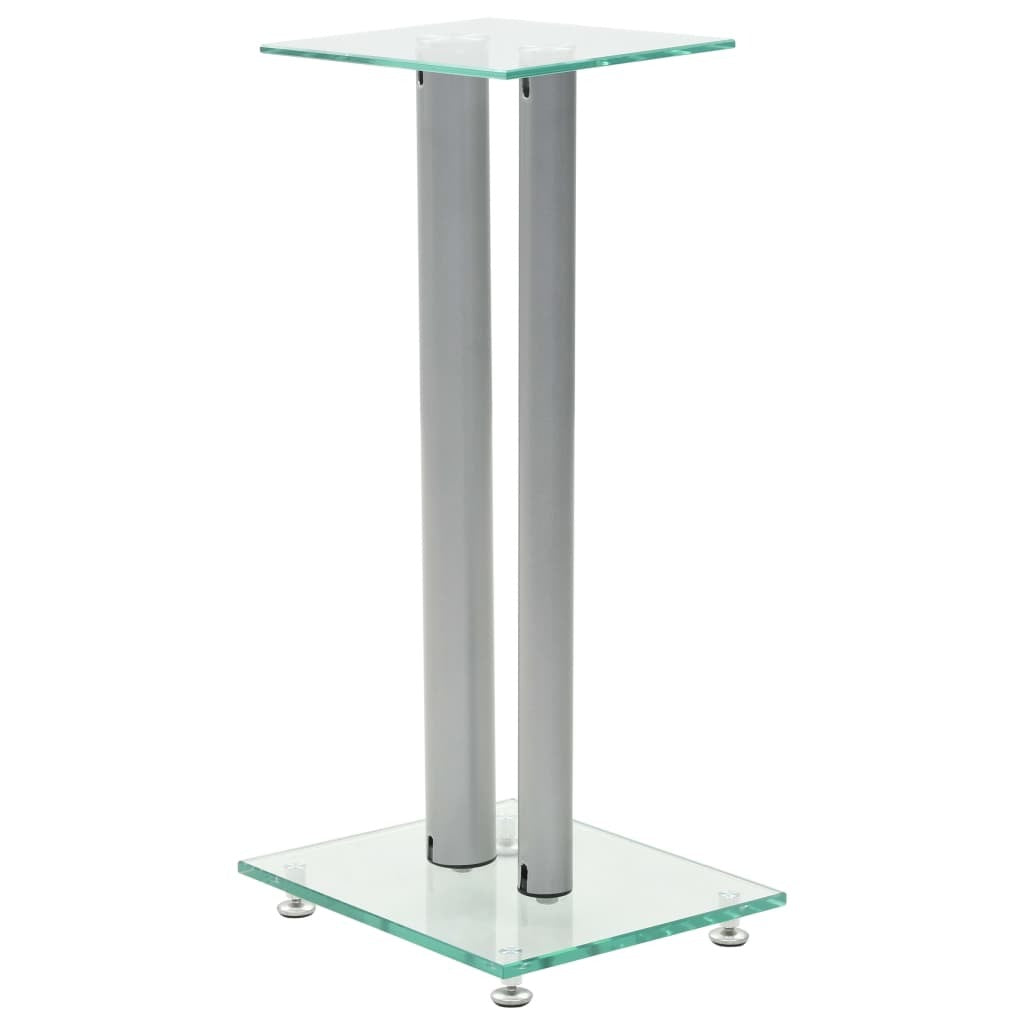 Speaker Stands 2 pcs Tempered Glass 2 Pillars Design Silver