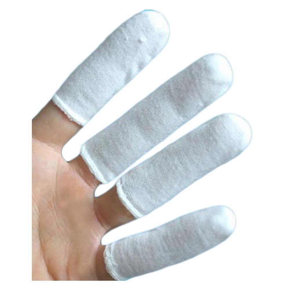 100 Pcs White Cotton Finger Cots Fingertips Protective Finger Gloves for Daily Work