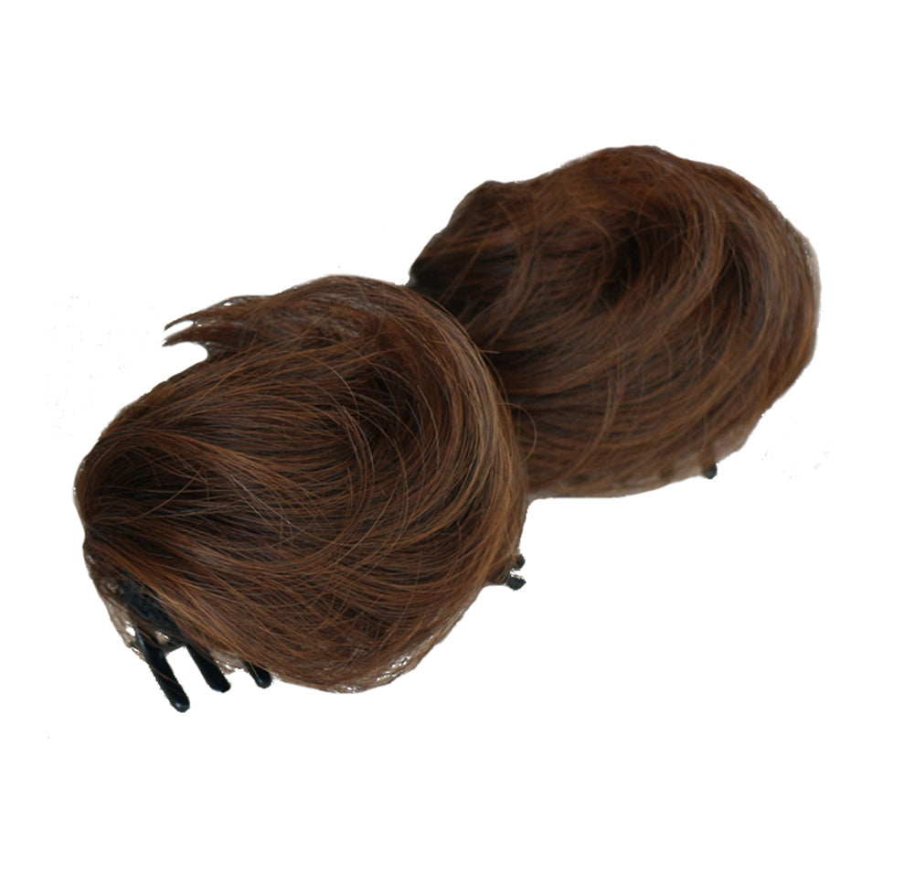 1 Pair Straight Hair Double Ponytail Hairpieces Hair Thick Extensions Claw, Light Brown