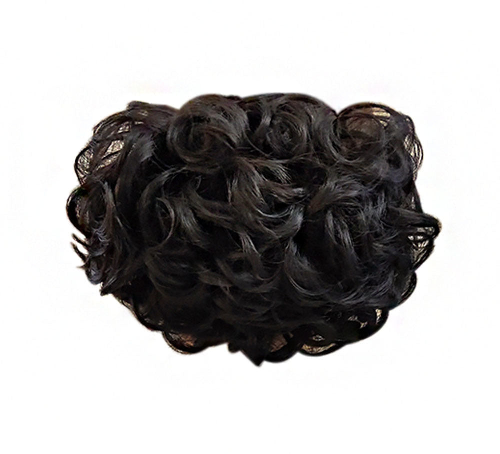 Messy Curly Dish Hair Bun Extension hair Combs Clip Chignon Ponytail Hairpieces, Natural Black