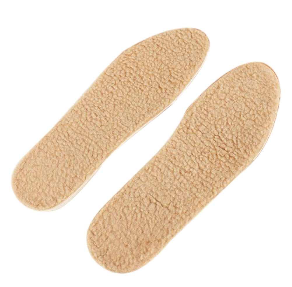 3 Pairs Winter Plush Replacement Shoe Insoles for Men Soft Shock Absorption Shoe Insert Pad - Beige