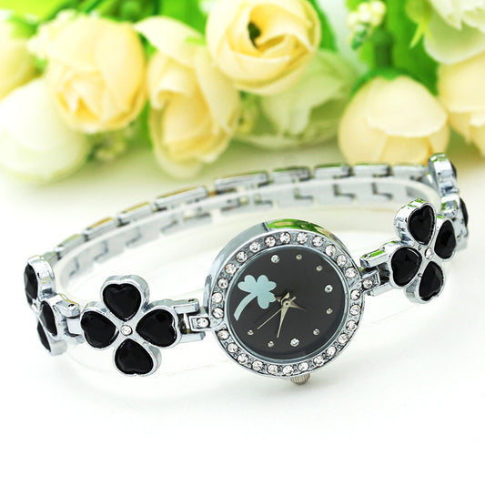 Four-Leaf Clover Women Wristwatch Luxury Quartz Bracelet Watch Ladies Clock