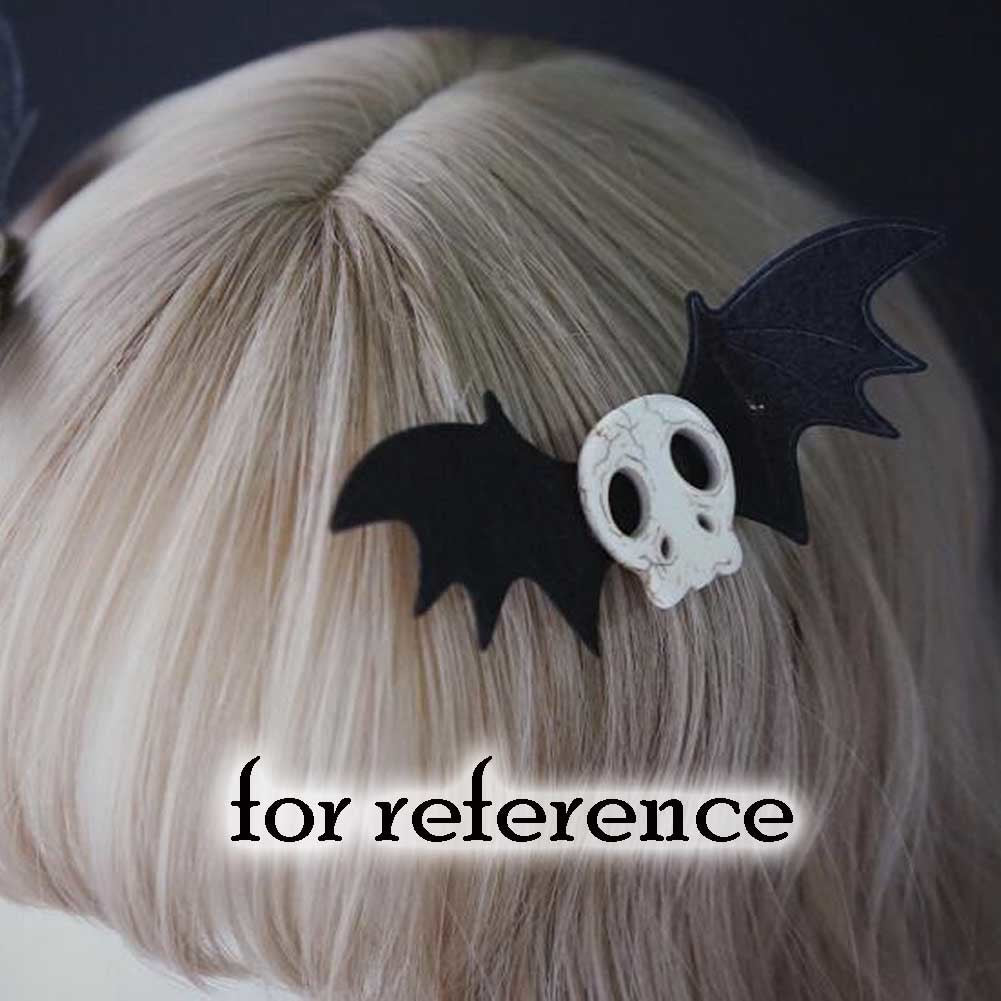 1 Pair Handmade Black Bat Wings Skull Hair Clips Halloween Gothic Hair Clips Hair Accessories