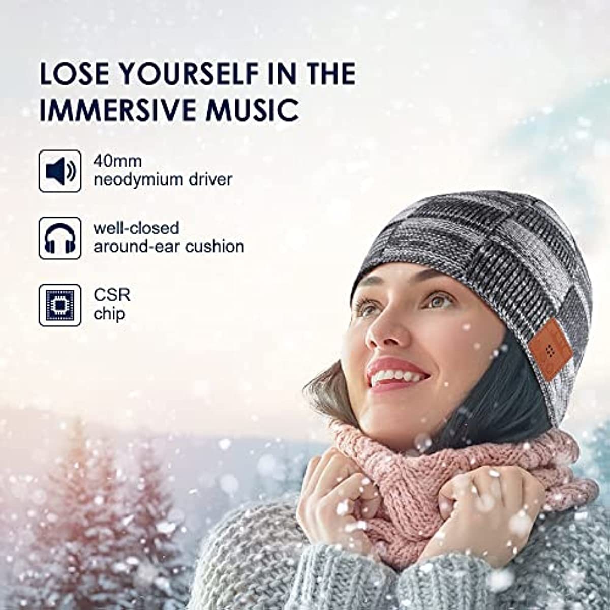 Bluetooth Beanie Gifts for Men Bluetooth Hat; Christmas Stocking Stuffers Electronic Tech Gifts for Women Teens