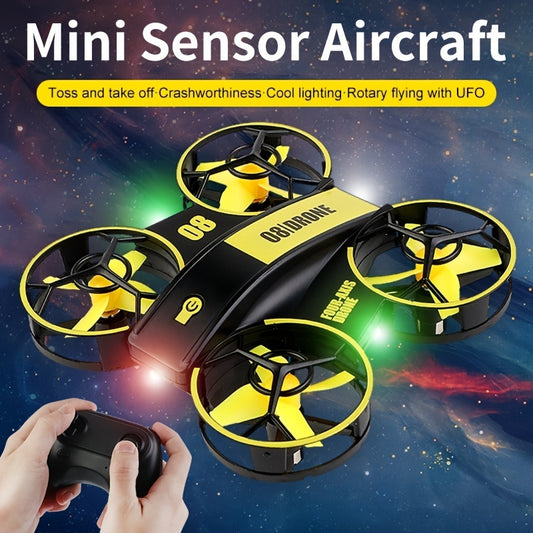 Remote Control Four-axis Sensing Flyer Interactive Light Hand Throw Drone; Fixed Height Remote Control Airplane Toy