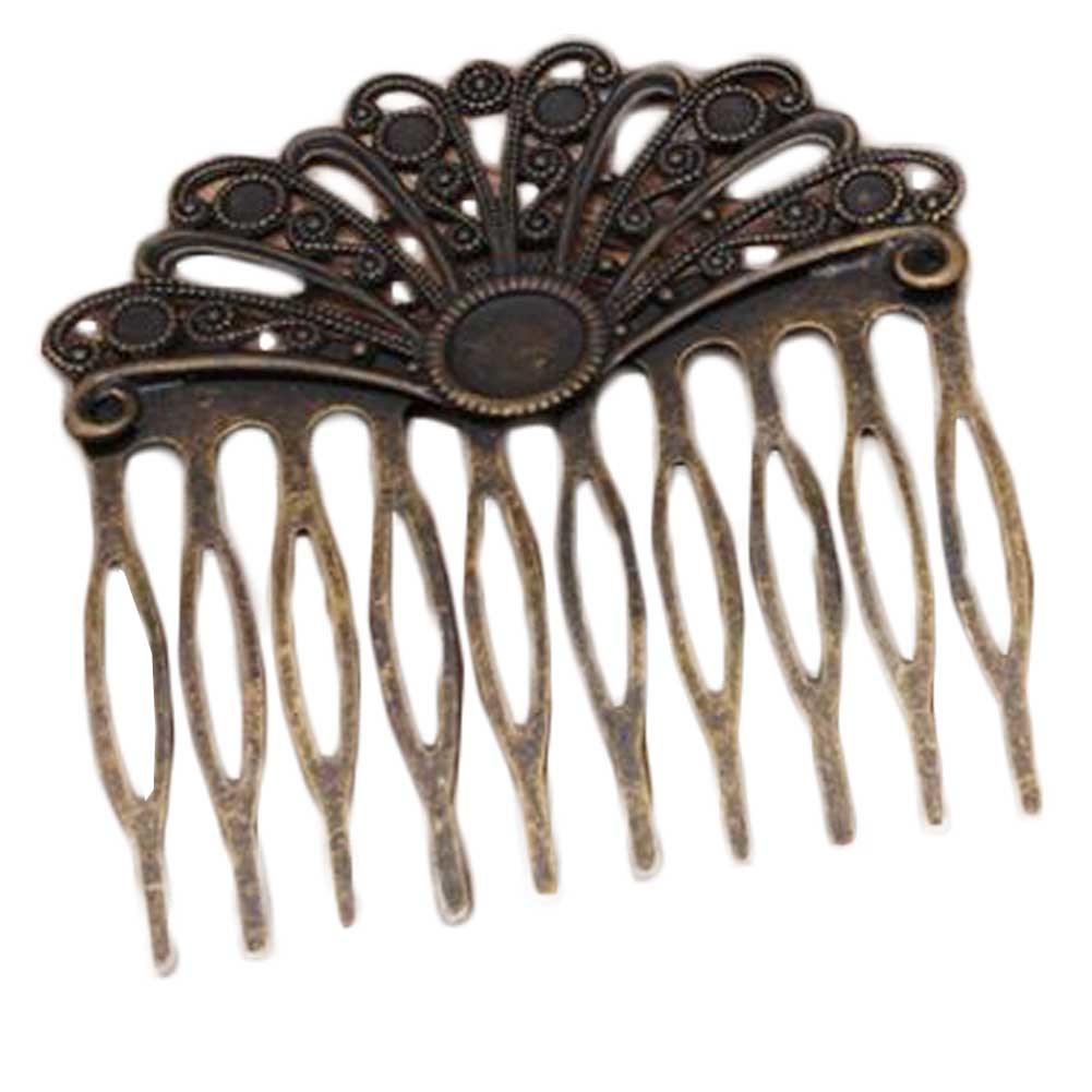 3 Pieces Retro Bronze 10 Teeth Metal Hair Side Combs Fanshaped Wedding Veil Hair Combs DIY Hair Clip Combs Hair Pin