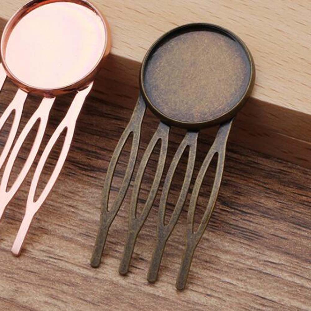 10 Pcs Retro Bronze 4 Teeth Side Comb Metal Hairpin DIY Artcraft Project Decorative Comb Hair Pin
