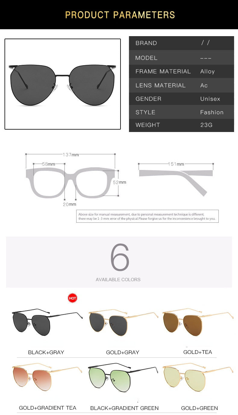 Fashion Pilot Sunglasses Women Mental Glasses Retro Sunglass Men Luxury Designer Eyewear UV400 Sun Glass Gradient Shades
