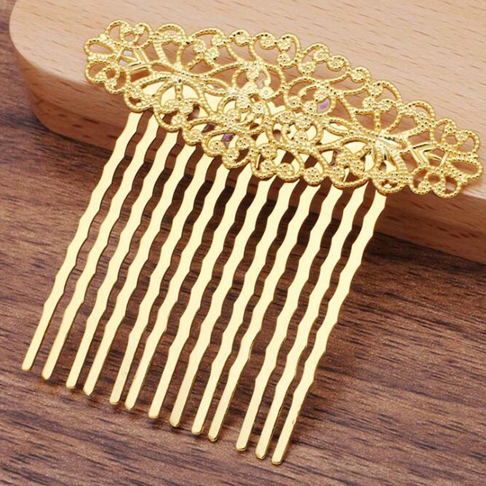 3 Pcs Gold Metal Side Comb Carved Flower Vines Hairpin Topknot Hair Clip DIY Bridal Hair Accessories Hair Pin