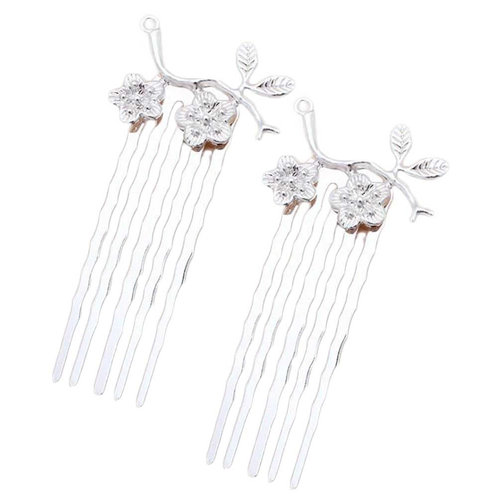 5 Pcs Silver Tone Mini Metal Side Comb Plum Blossom Hanfu Decorative Hairpin Chinese Style Wedding Veil Hair Clip Comb Hair Pin