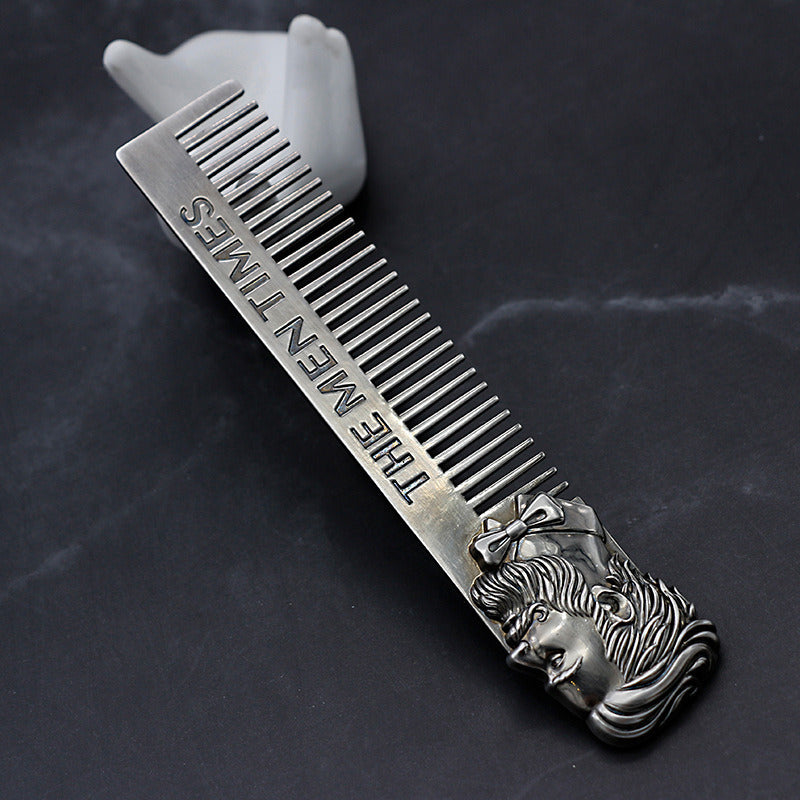 Portable Stainless Steel Men Comb Hair and Beard Comb Metal Pocket Size Mustache Anti-Static Styling Comb for Men Hair Care Tool