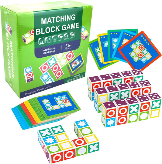 Wooden Puzzle Building Cubes Game for Adults and Kids 3+ All Ages; New Wave Logical Puzzle Match Games