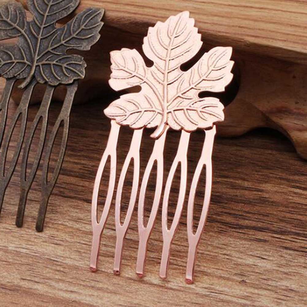 10 Pcs Mini Metal Side Comb Maple Leaf Decorative Hairpin Wedding Veil Hair Clip Comb, Rose Gold Hair Pin