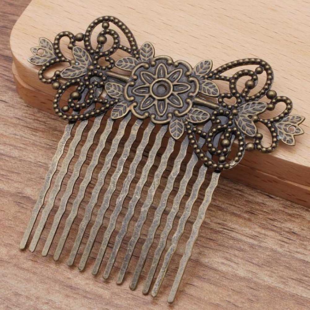 3 Pcs Retro Bronze Metal Side Comb Chinese Style Wedding Veil Hair Clip Comb Flower Vine Cirrus Hanfu Decorative Hairpin