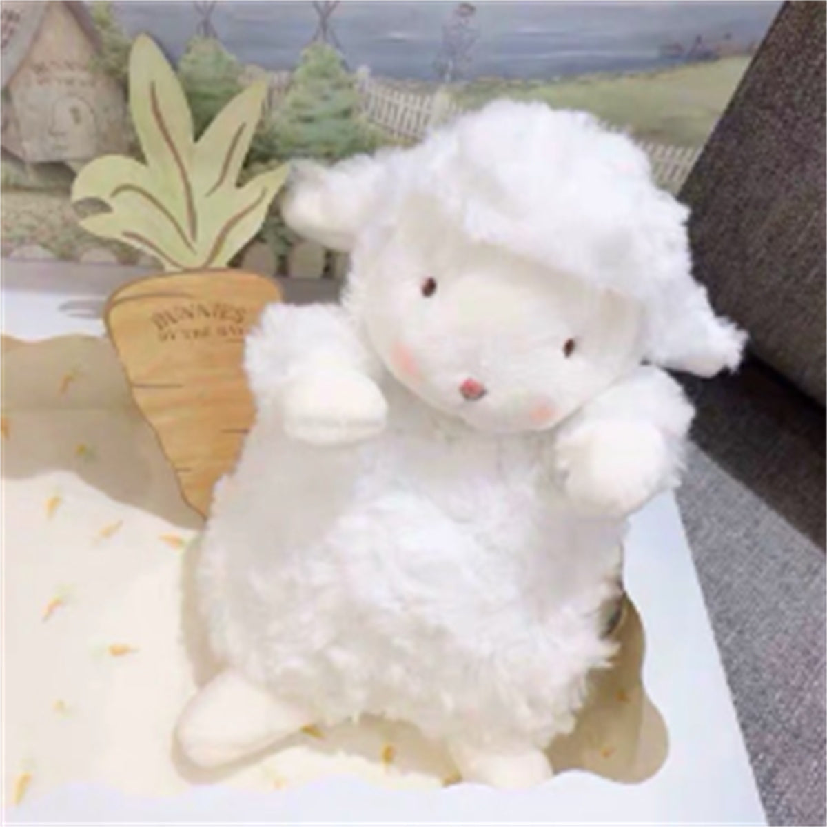 Apricot Lamb Toys Plush Cream Lamb Sheep Stuffed Animal with Fluffy Soft Ears for children(Cream Lamb, 6.7''/17 cm)