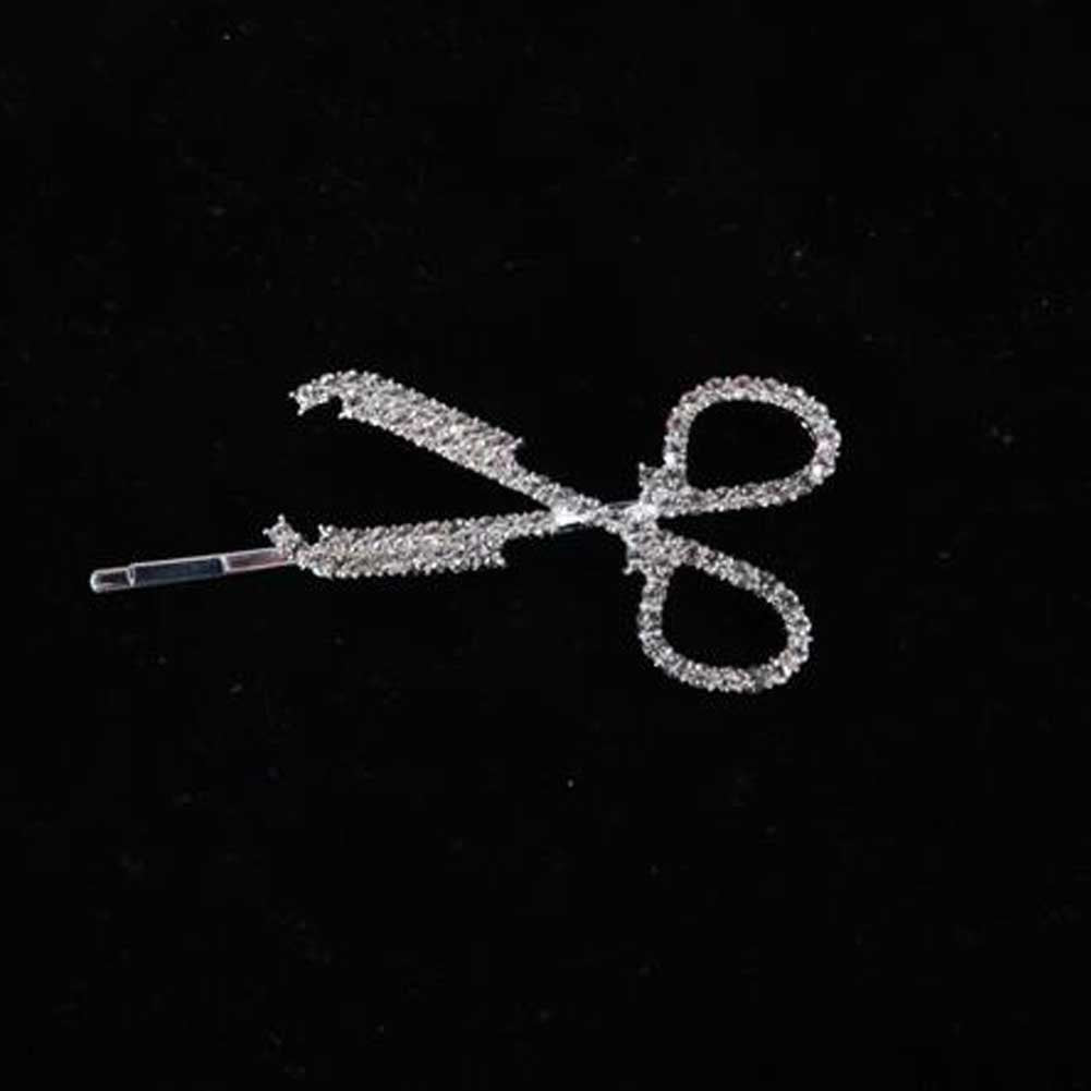 2 piezas Tijeras de plata Pinzas para el cabello con diamantes de imitación Flequillo gótico de Halloween Pinzas para el cabello de metal punk rock