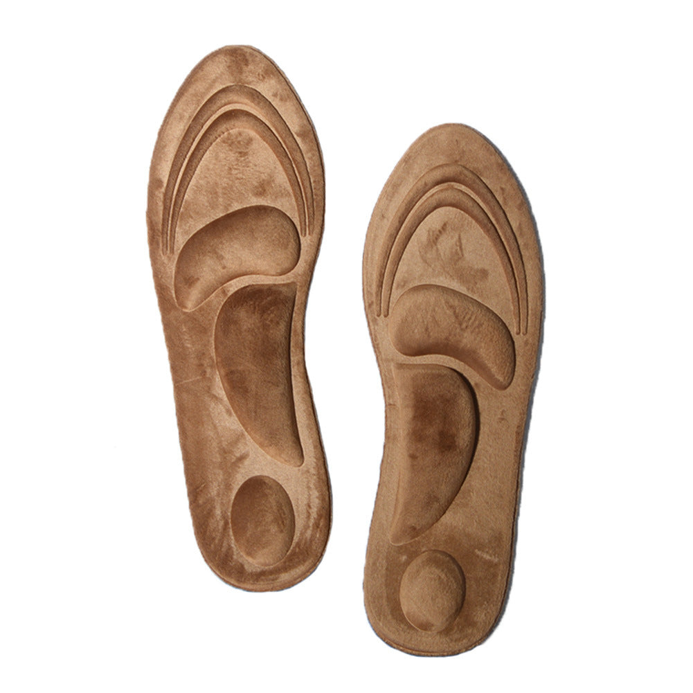 2 Pairs Replacement Shoe Insoles Soft Plush Shoe Insert Pad for Men Winter Warm- Brown