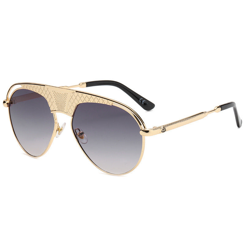 Fashion Pilot Sunglasses Men Steampunk Glasses Retro Driving Sunglass Luxury Designer Eyewear UV400 Sun Glass Gradient Shades