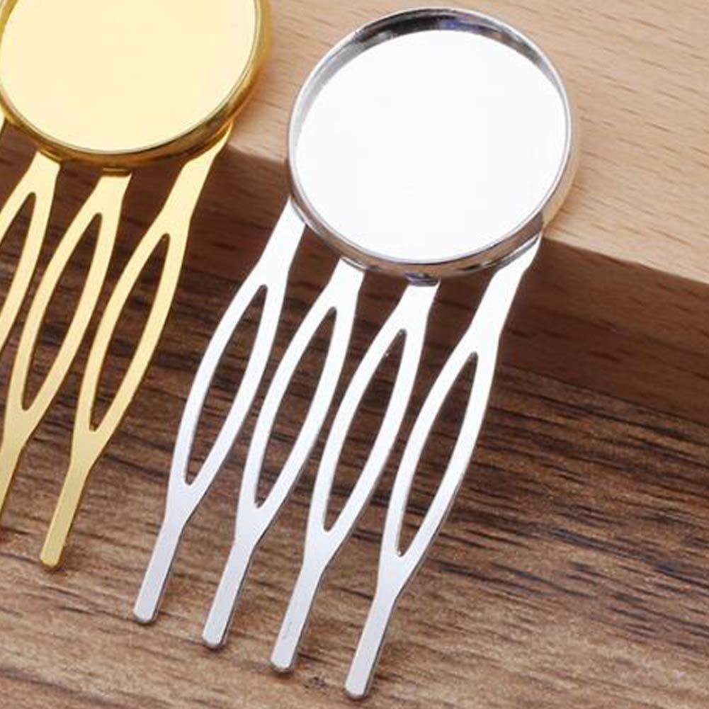 10 Pcs Silver Tone 4 Teeth Side Comb Metal Hairpin DIY Artcraft Project Decorative Comb Hair Pin