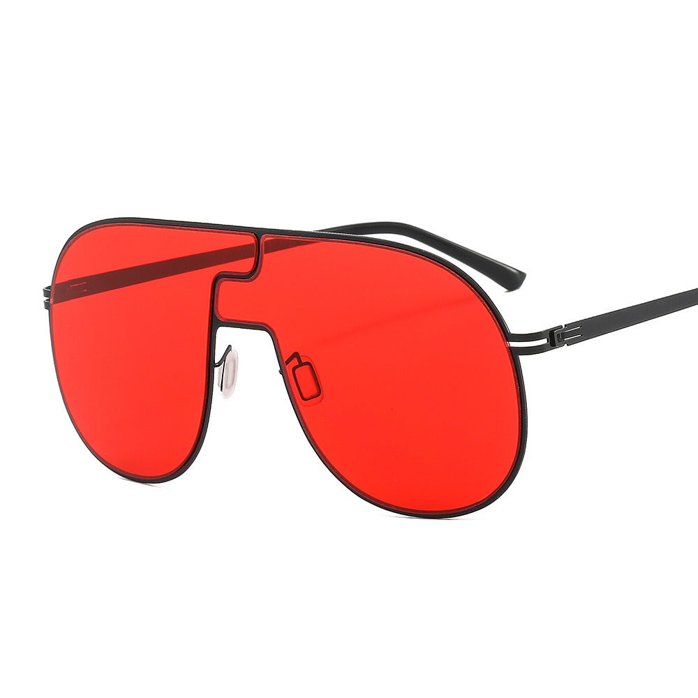 Pilot Sunglasses Fashion One Piec Sun Glasses Women Rivets Retro Sunglass Black Brown Shades Male Punk Luxry Brand UV400 Eyewear