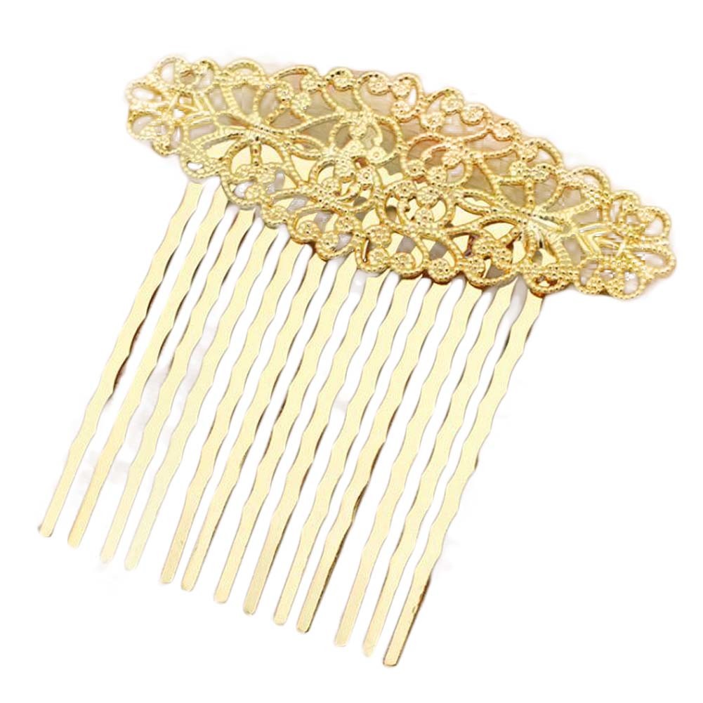 3 Pcs Gold Metal Side Comb Carved Flower Vines Hairpin Topknot Hair Clip DIY Bridal Hair Accessories Hair Pin