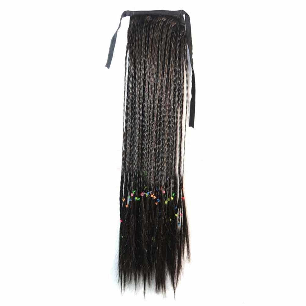 Black 50 cm Long Hair Wig Synthetic Hair Wig Hair Extensions Ponytail Braid Halloween Dress Up Cosplay